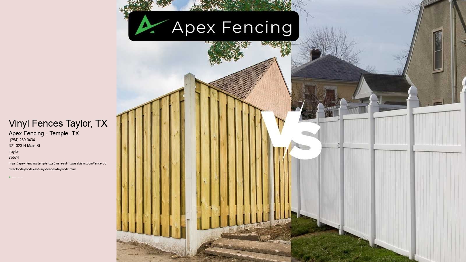 Vinyl Fences Taylor, TX